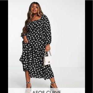 Plus size black floral maxi dress